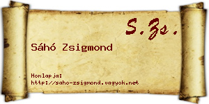 Sáhó Zsigmond névjegykártya